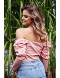 Bluza scurta cu decolteu inima, roz 4070 - Magazin online - Boutique